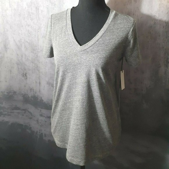 Lacausa/Anthropologie Tops - Lacausa/Anthropologie  Gray T-Shirt V-neck XS